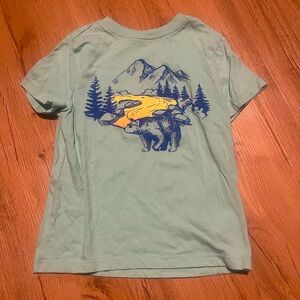 Outdoors, green T-shirt with bear size small boys